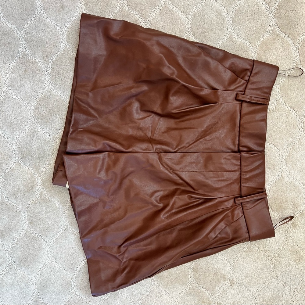 Zara Brown Leather Shorts